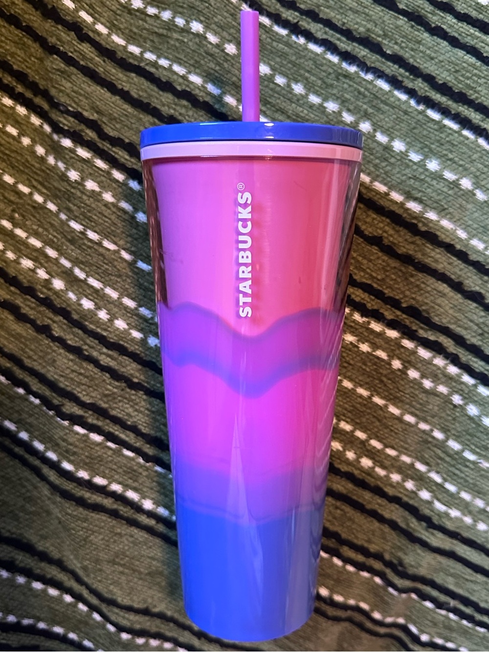 Starbucks 24 oz Pink & Blue Ombre Tumbler with Straw